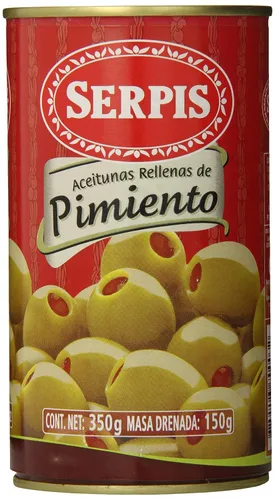 Vista 2 de Serpis Aceitunas rellenas de pimiento rojo, 12.34 onzas (paquete de 6)