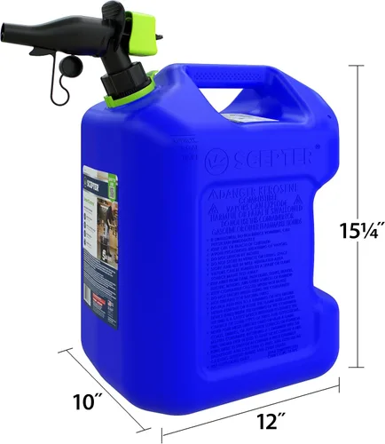 Vista 2 de Scepter FSCK552 Recipiente de combustible con boquilla SmartControl a prueba de derrames, lata de queroseno azul, 5 galones