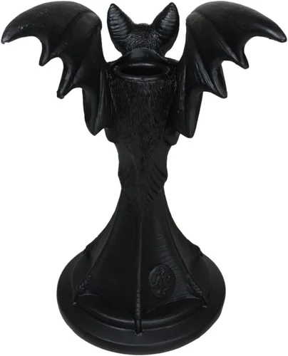 Vista 3 de Ebros Gift Mystical Wicca Gárgola Gárgola negra gótica vampiro sangre murciélago sanguijuelas Vespertilio Candelabro Figura 7.25 pulgadas de alto