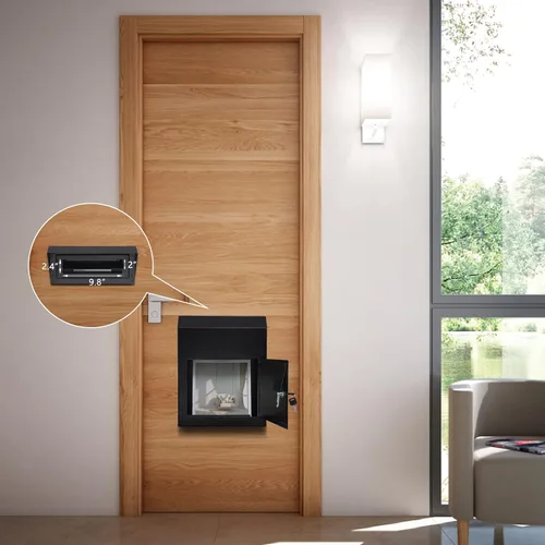 Vista 8 de xydled Buzón de correo resistente con cerradura de llave, 15''x12''x6'', buzón de metal con cerradura montado en la puerta, caja de depósito