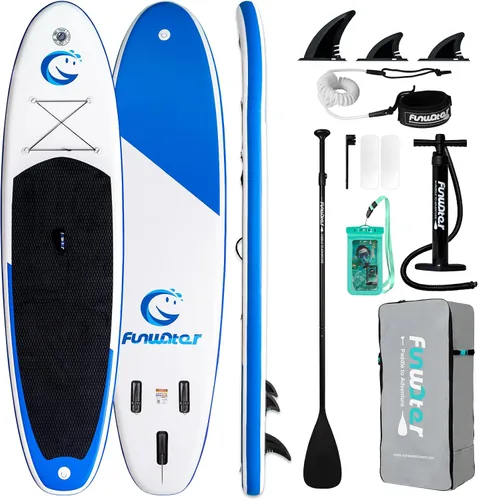 Vista 17 de FunWater Tabla de remo inflable de 11 pies y 10 pies 6 pulgadas con accesorios de tabla de remo de SUP de alta calidad, cubierta de EVA Grano