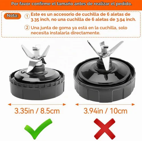 Vista 3 de Conjunto de cuchilla extractor de 6 aletas para licuadora ninja, diámetro de 3.35 pulgadas/3.3 in