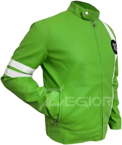 Vista 4 de Chaqueta de cuero verde Ben-10 para hombre, tallas XXS-4XL