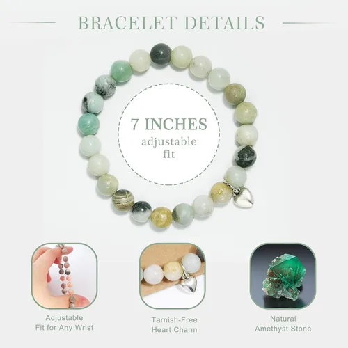 Vista 3 de Regalos para mujeres, pulsera curativa de piedra natural, regalos inspiradores para mujeres, adolescentes y niñas