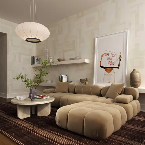 Vista 2 de TOV Furniture Calliope - Seccional modular de 4 piezas (terciopelo, marrón)