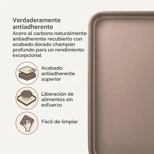 Vista 2 de HAPPIELS - Sartén antiadherente de 9 x 13 pulgadas, paquete de 2, sin PFOA ni BPA
