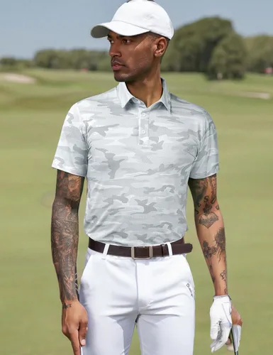 Vista 161 de TAPULCO Camisetas tipo polo de secado rápido para hombre, diseño de camuflaje, atléticas, ligeras, transpirables, casuales, para golf