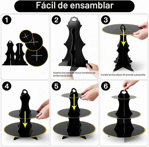 Vista 7 de Soleebee Soporte redondo de 3 niveles para cupcakes, torre de cartón para cupcakes, torre de soporte para pasteles de postre para decoración