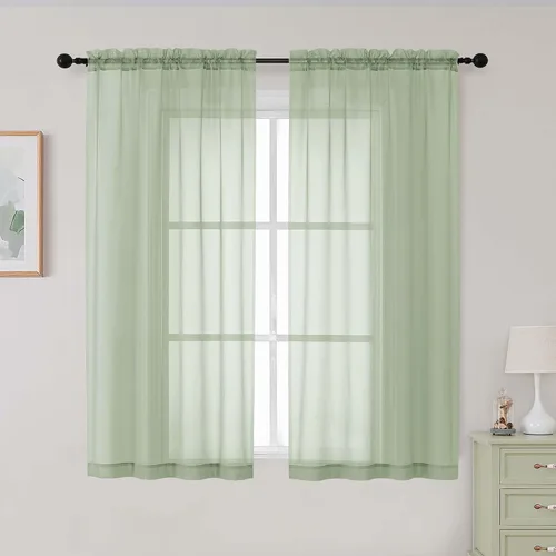 Vista 143 de 2 paneles de cortinas traslúcidas blancas para dormitorio, sala de estar, 96 pulgadas de largo, modernas, suaves, ligeras, con bolsillo para barra