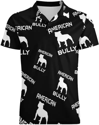 Vista 4 de American Bully Dog Men's Polo Shirt Regular-Fit Short Sleeve T-Shirt Stretch Top