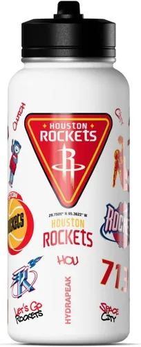 Vista 10 de Hydrapeak Botella de agua aislada de 32 onzas con licencia oficial de la NBA Boston Celtics, celebrando la ciudad de Boston, tapa de popote y asa