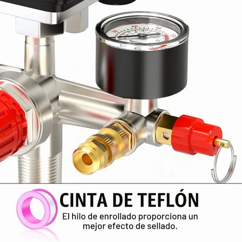 Vista 5 de MEANLIN MEASURE Válvula de control del interruptor de presión del compresor de aire 90-120 PSI 110V-240V Piezas de repuesto con manómetro de presión