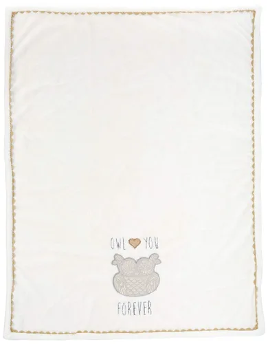Vista 2 de Levtex Baby - Manta de felpa de búho nocturno - Búho bordado y apliques con ribete RIC Rac - Owl Love You Forever - Gris, bronceado y crema