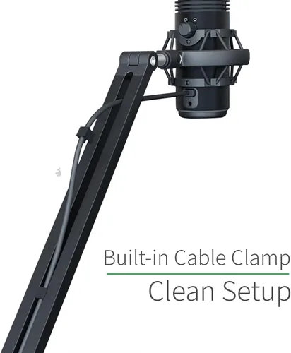 Vista 9 de mic brazo de palo ajustable con abrazadera de montaje de escritorio tornillo adaptador gestión de cables, para Audio-Technica shure sm58 beta58 sm7b