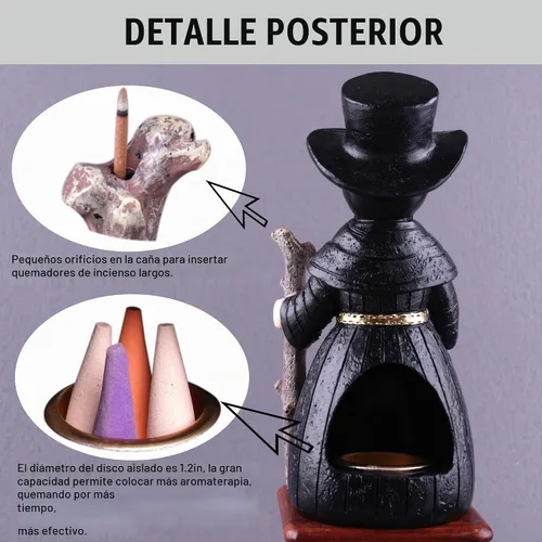 Vista 3 de Plague Doctor - Soporte para incienso 2027, con quemador de cono que los Artesanía hecha a mano para adorno de resina de escritorio, sala de yoga