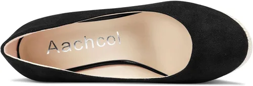 Vista 4 de Aachcol Zapatos de tacón alto con plataforma trenzada para mujer, sandalias de punta redonda, zapatos de vestir clásicos para bodas, fiestas, 4