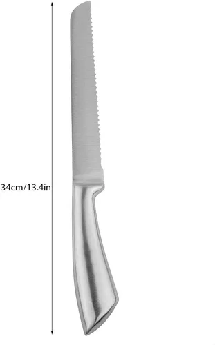Vista 3 de TOPINCN Cuchillo de pan de acero inoxidable dentado cuchillo para hornear pastel pan cocina cortador herramienta de mano
