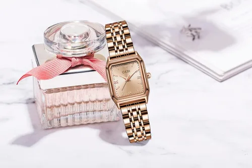 Vista 6 de Gosasa Relojes de moda para mujer, esfera cuadrada, elegante, reloj de acero inoxidable, de cuarzo, impermeable, pantalla analógica