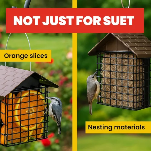 Vista 13 de More Birds Comedero doble para tartas, protector meteorológico, construcción de acero