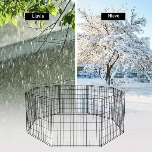 Vista 4 de BestPet - Corralito plegable de metal para perros, para interiores y exteriores, 8 paneles de 24 pulgadas Indoor Outdoor Portable Dog Fence with