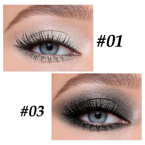 Vista 2 de Boobeen Sombra de ojos en barra impermeable con lápiz de sombra de ojos en crema brillante, kit de maquillaje de ojos con purpurina fácil de usar