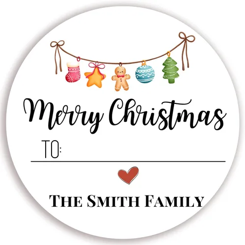 Vista 3 de Pegatinas redondas personalizadas para regalos de Navidad - Etiquetas personalizadas para papel de regalo