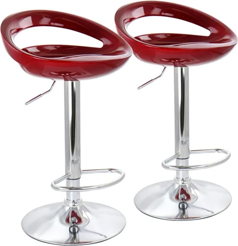 Vista 12 de Elama Moderno taburete de bar ajustable retro de 2 piezas con base cromada