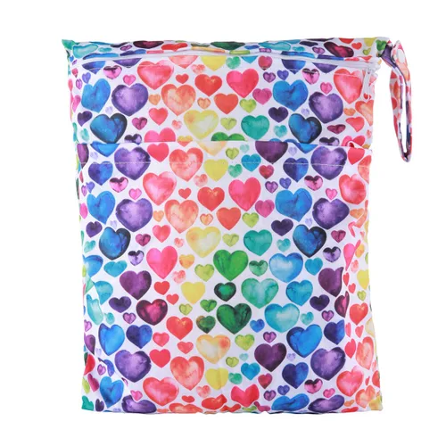 Vista 10 de Wet Bag - Bolsa de pañales de tela para bebé, reutilizable, lavable, con dos bolsillos con cremallera (mapache animal)
