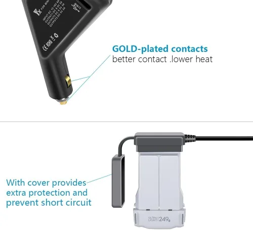 Vista 5 de [Piezas de drones] Cargador de coche 3 en 1 para DJI Mavic Mini 3/3 Pro Hub de carga de batería inteligente Conector de coche Adaptador USB Multi 2