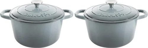 Vista 34 de Crock-Pot Horno Holandés Artesanal Redondo de Hierro Fundido Esmaltado, 3 Cuartos, Aqua