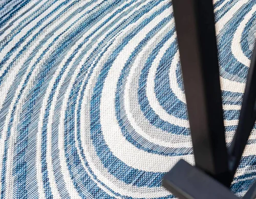 Vista 5 de Unique Loom colección moderna para exteriores - Alfombra de área para piscina (2 pies x 6 pies 1 pulgada alfombra de pasillo, color azul/marfil)