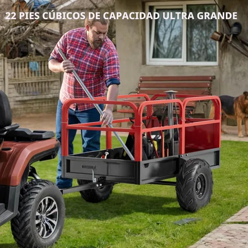 Vista 9 de YITAMOTOR Remolque de descarga ATV de 1600 libras, remolque detrás