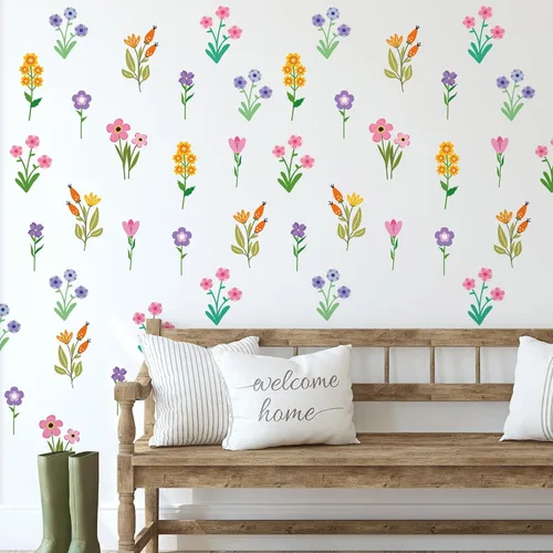 Vista 6 de Zonon 6 calcomanías de pared de flores, calcomanías para despegar y pegar