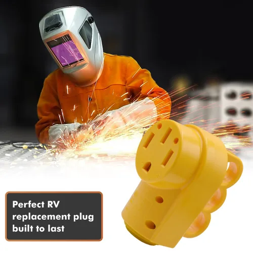 Vista 6 de NEMA 14-50R - Enchufe RV de 50 amperios, enchufe hembra de repuesto resistente de 125/250 V con mango de agarre ergonómico para RV, cámper