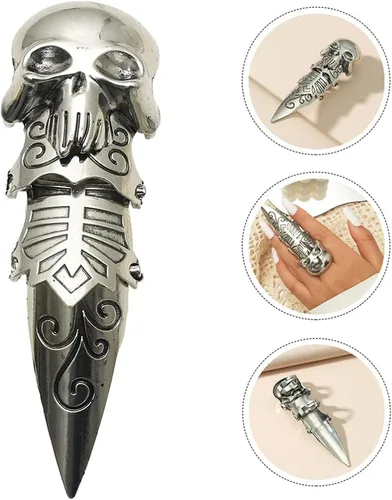 Vista 8 de Holibanna Anillo doble para hombre con articulación de nudillos, anillo doble punk rock águila garra Armadura anillo de actividad, anillos