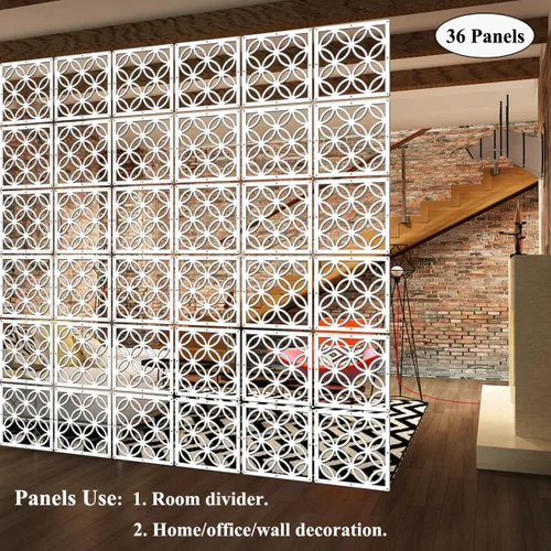 Vista 3 de Paneles divisores de habitación colgantes, 10 paneles de pantalla de madera y plástico, división de pared, decoración del hogar y la oficina