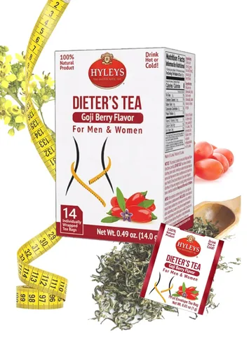 Vista 14 de Hyleys Dieter's Tea con sabor a bayas de acai – 14 bolsas de té – Té adelgazante para adelgazar y limpiar desintoxicante