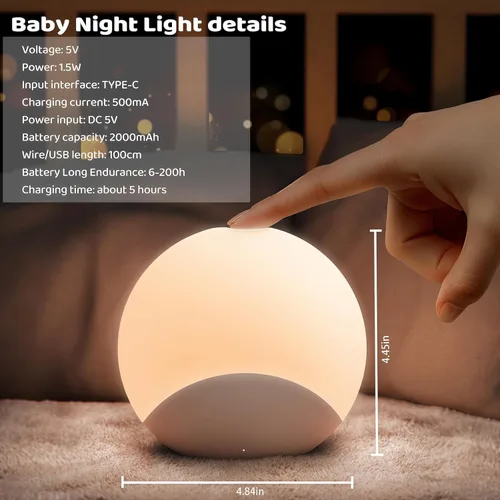 Vista 8 de IYT Luz nocturna para bebé, luz de huevo para niños, lámpara de noche táctil de atenuación continua, 7 colores regulables, lámpara táctil