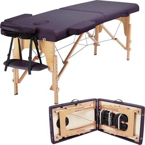 Vista 14 de Yaheetech - Mesa de masaje portátil, camas para pestañas, cama de spa, sofá de masaje plegable, mesas de spa ajustables, plegables en 2 con bolsa