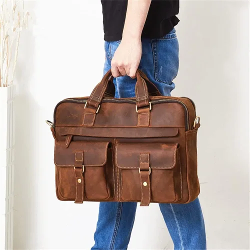 Vista 3 de Ztimi Fashion Large Capacity Men's Business Briefcase Portable Men's Bag Computer Bag Shoulder Bag