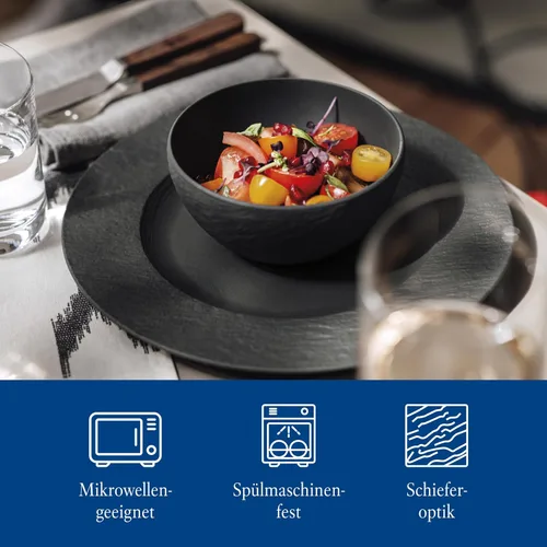 Vista 3 de Villeroy & Boch Manufacture Rock Rice Bowl, 14.5 oz, porcelana premium, fabricado en Alemania, negro mate