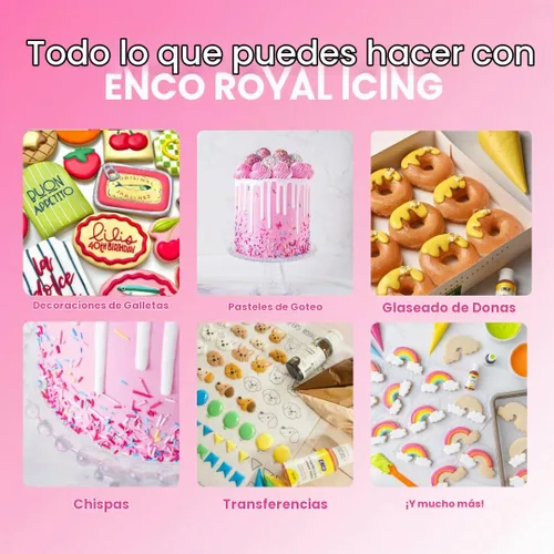 Vista 5 de ENCO White Royal Icing Mix sabor vainilla, glaseado para decorar galletas (1.1 lb (500 GR))