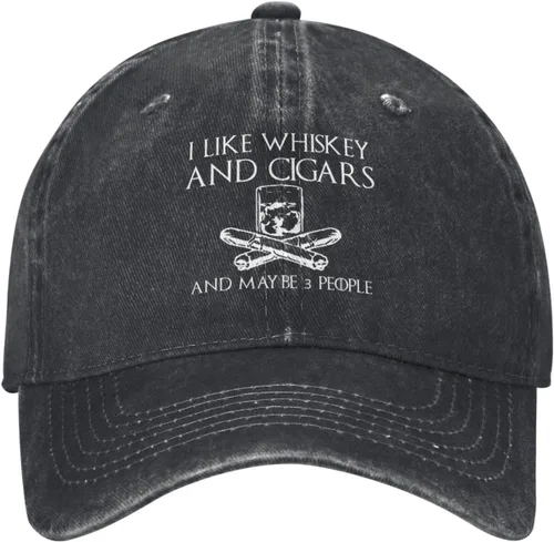 Vista 103 de Philysonic Funny Hat I Like Whisky and Cigars and Maybe 3 People Sombreros para Hombres Gorras de Béisbol Gorras Ajustables