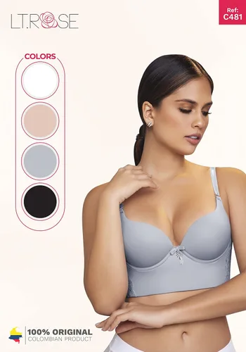 Vista 5 de LT. Rose C21486 Underwire Full Cup Wide Back Push Up Colombian Bustier Bra Brasier Colombiano para Mujer