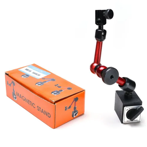 Vista 2 de AGPtek® Soporte de base magnética ajustable rojo de 3 articulaciones para indicador de esfera digital