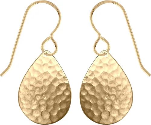 Vista 13 de Aretes colgantes grandes con disco circular martillado en plata, oro u oro rosa