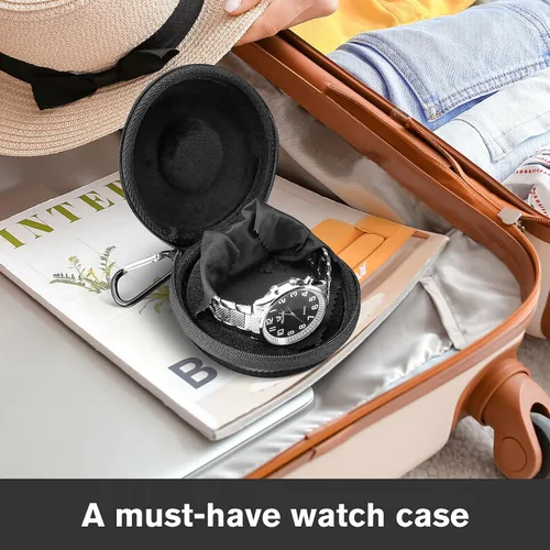 Vista 8 de ProCase Paquete organizador de caja de reloj de 12 ranuras con funda de reloj de viaje