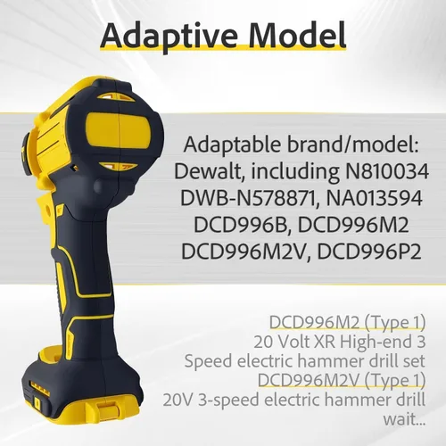 Vista 8 de Cabagii Reemplazo N578871 DCD996 Taladro de martillo carcasa de plástico para DeWalt se adapta a DWB-N578871 NA013594 DCD996M2 DCD996P2 DCD996-M2V