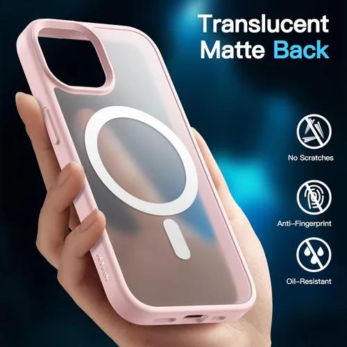Vista 4 de JETech Funda magnética 3 en 1 para iPhone 15 de 6.1 pulgadas con 2 protectores de pantalla de vidrio templado, compatible con MagSafe, funda