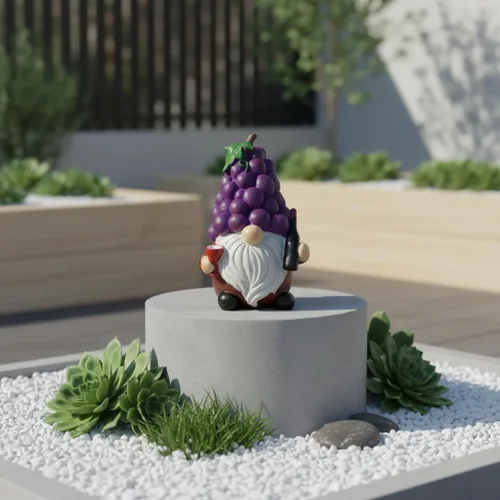 Vista 5 de Etlemonde Divertida estatua de gnomo de jardín caprichosa, decoración de resina en forma de uva de 5.9 pulgadas con botella de vino y vidrio, adorno